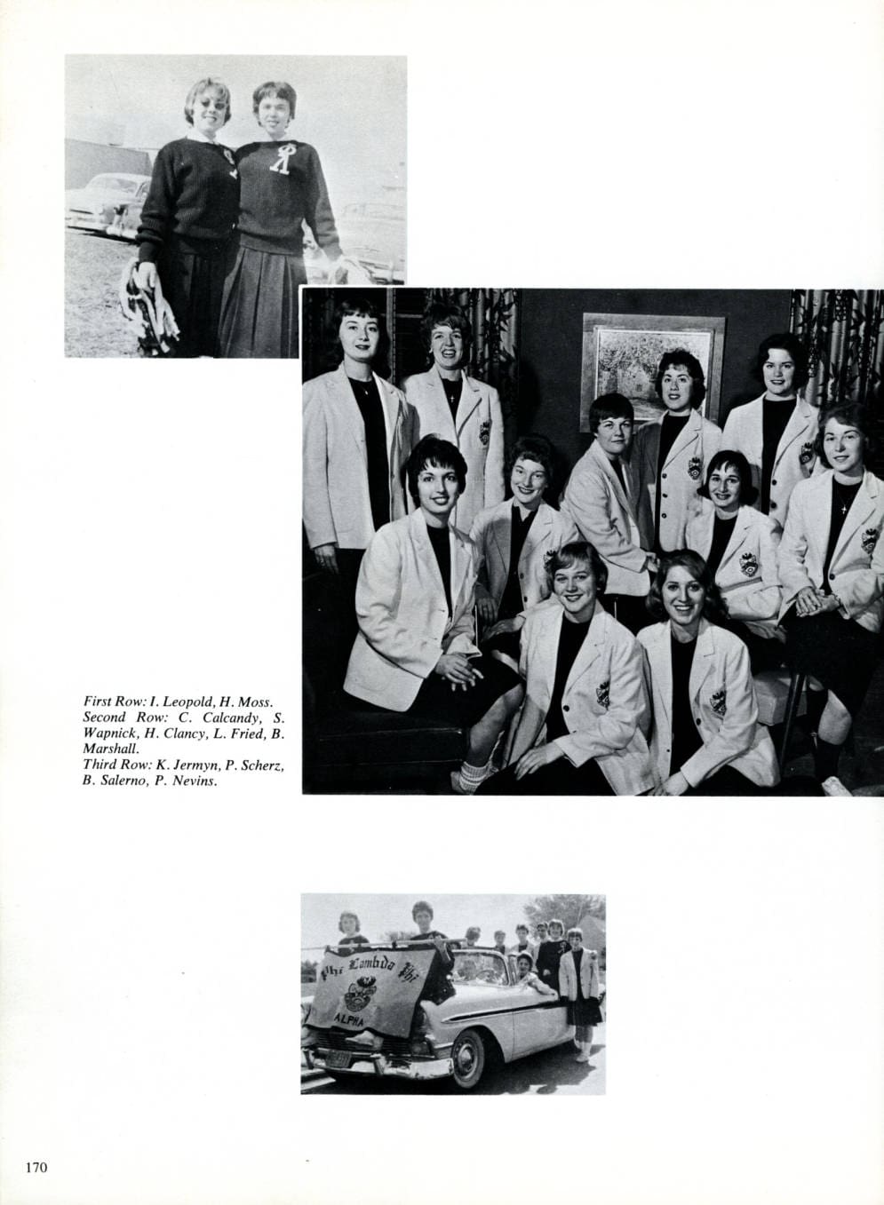 Sisters of Phi Lambda Phi 1960 at the Phi Lamb house. Excerpt SUNY Oswego Yearbook Page 2.